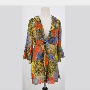 Cabi floral beach cover up kimono size large